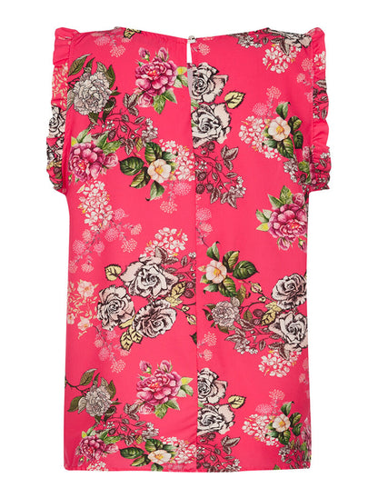 Top satin imprimé - fushia - 2