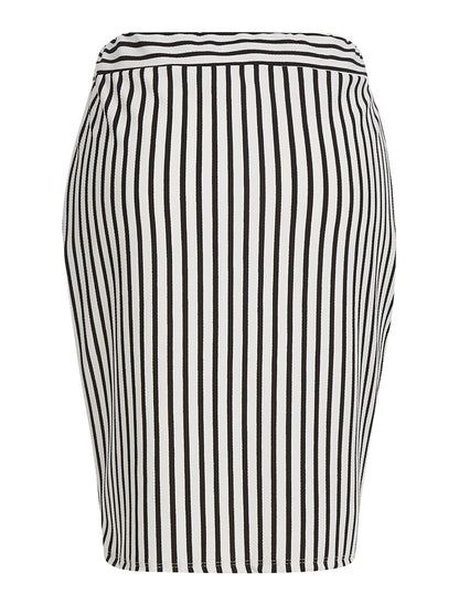 Jupe effet mousseline à rayures - blanc/noir - 2