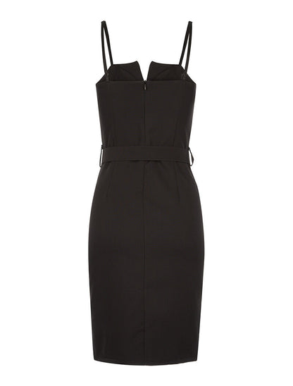 Robe décolleté V coqué - noir - 2