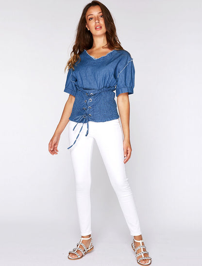 Top en jean corsage - denim - 6
