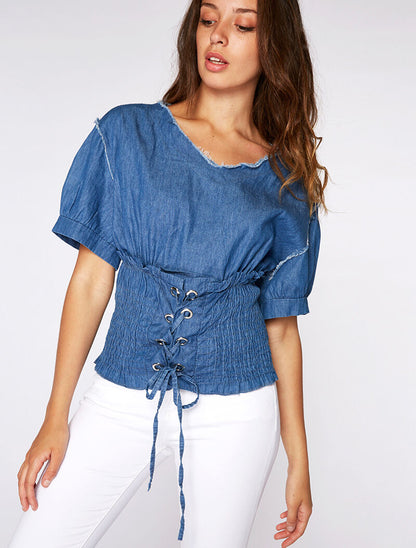 Top en jean corsage - denim - 2