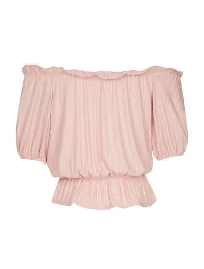 Blouse élastiquée unie - rose - 2