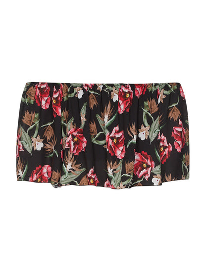 Crop-top volant imprimé - noir - 2