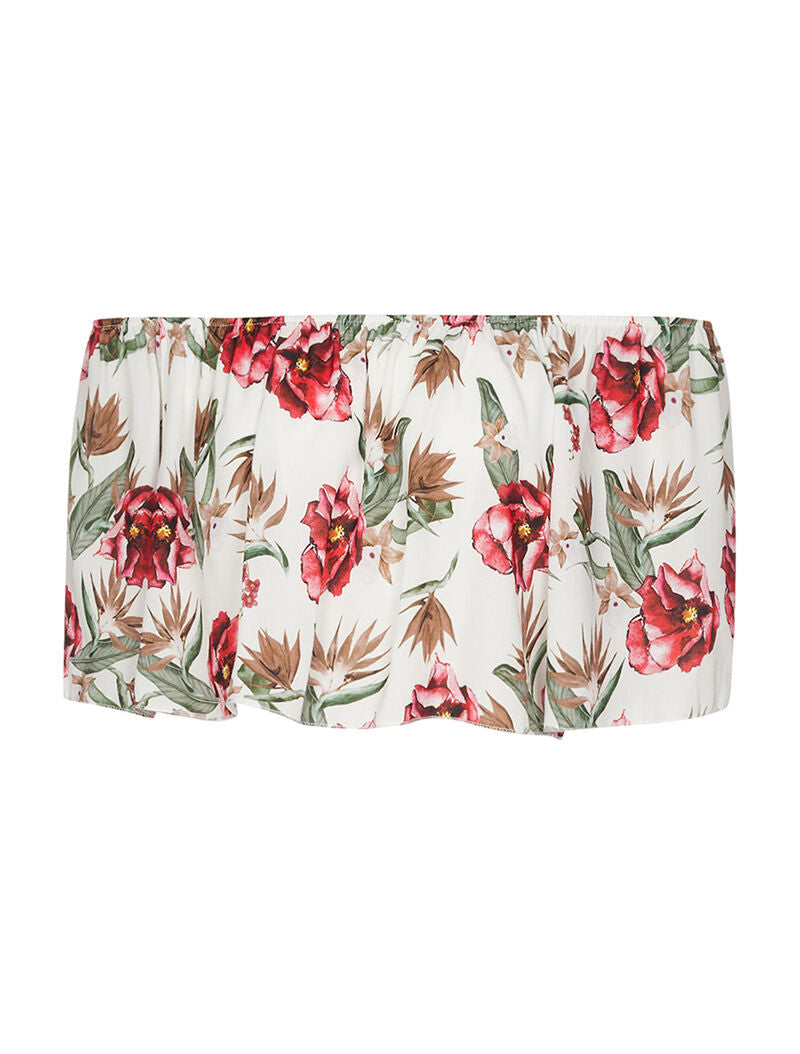 Crop-top volant imprimé - blanc - 1