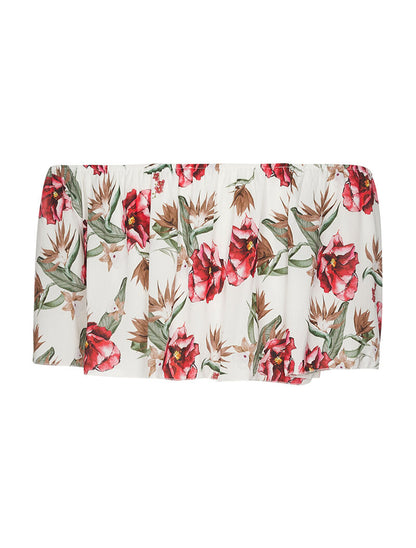 Crop-top volant imprimé - blanc - 2