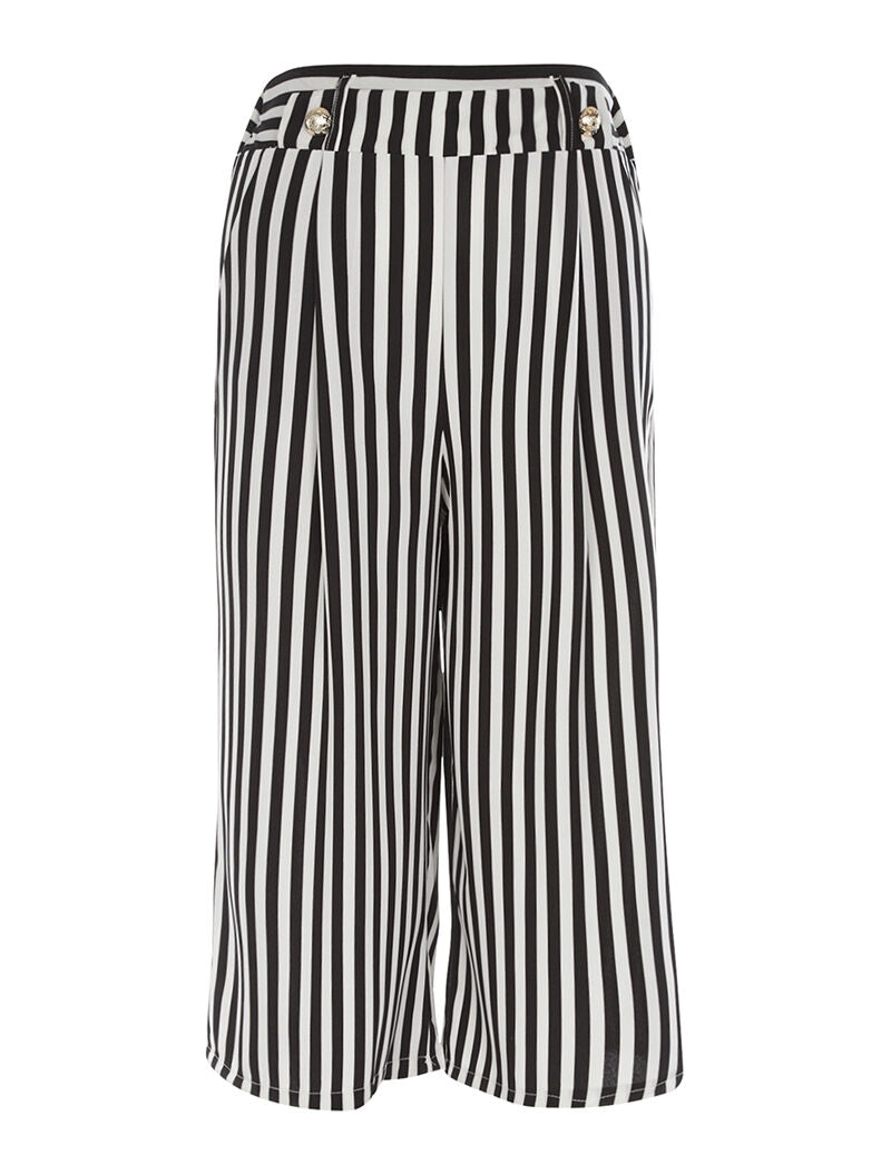 Jupe culotte léger à rayures - noir - 3