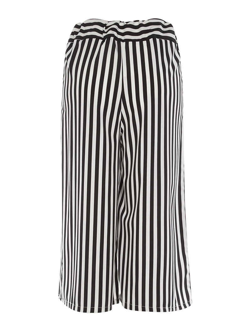 Jupe culotte léger à rayures - noir - 2