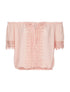 Top mousseline mancherons dentelle - rose - 1