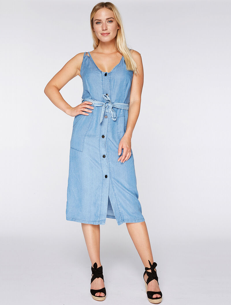 Robe à double bretelles - denim - 4
