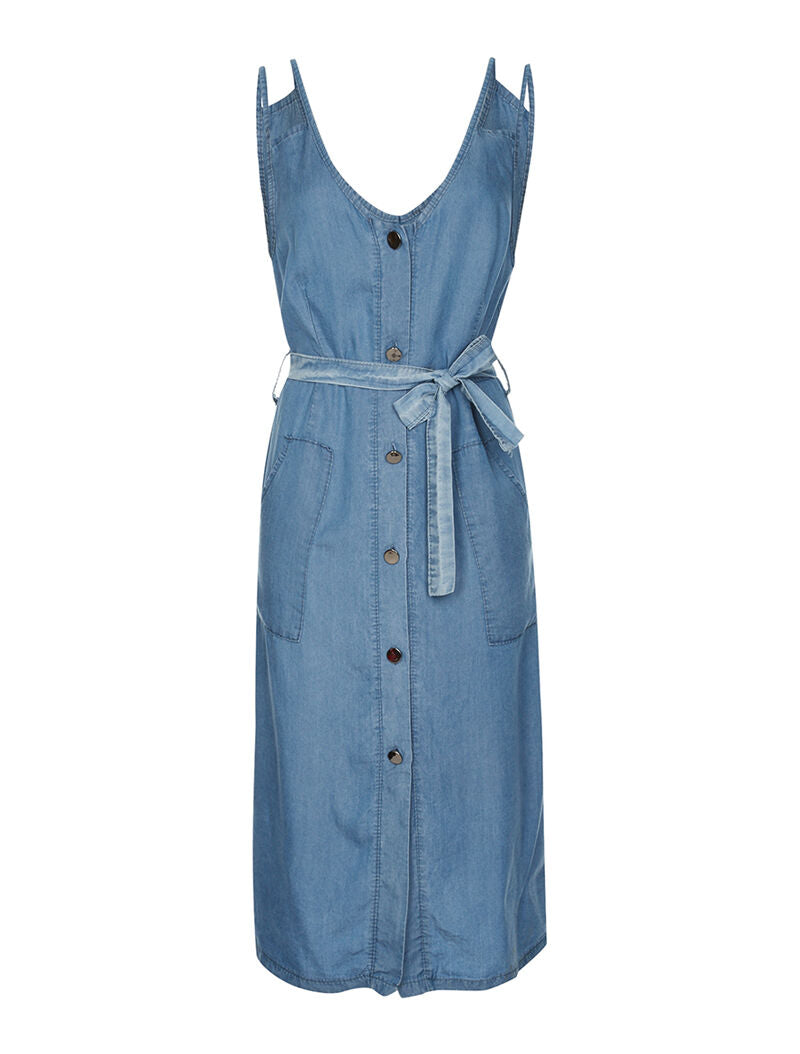 Robe à double bretelles - denim - 2