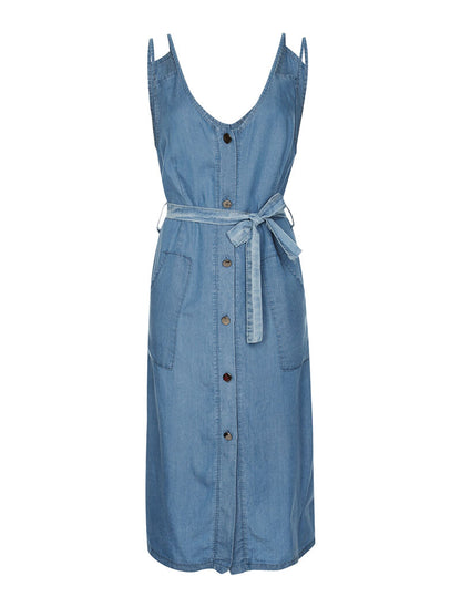 Robe à double bretelles - denim - 2
