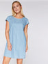 Robe droite buste perlé - denim - 5