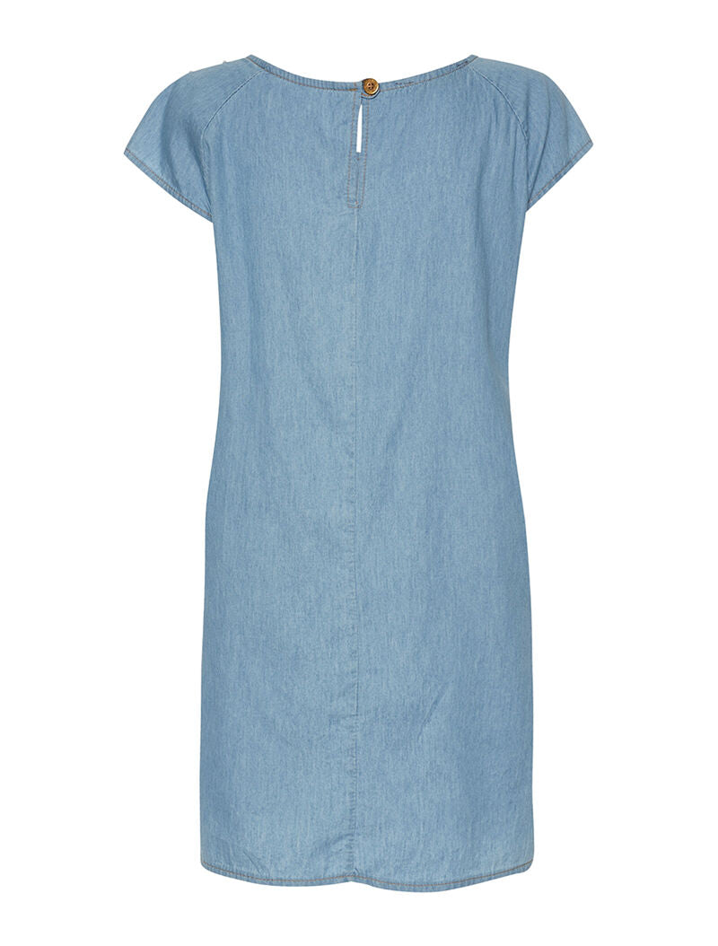 Robe droite buste perlé - denim - 4