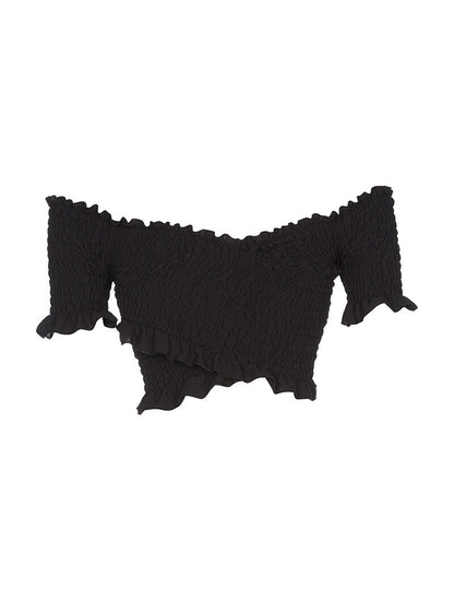 Crop-top élastiqué - noir - 2