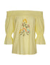 Blouse fleurs en point de croix - jaune - 3