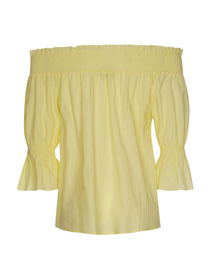 Blouse fleurs en point de croix - jaune - 2