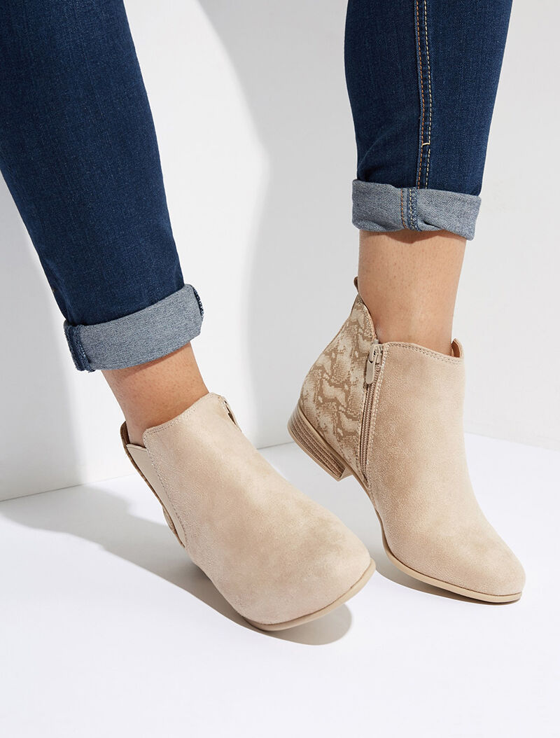 Boots dos imprimé reptile - beige - 1