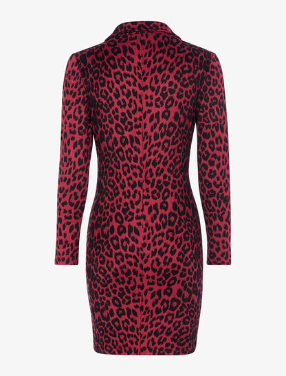 Robe léopard buste cache-coeur - bordeaux - 3