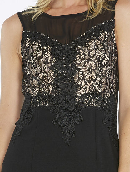 Robe longue buste dentelle - noir - 5