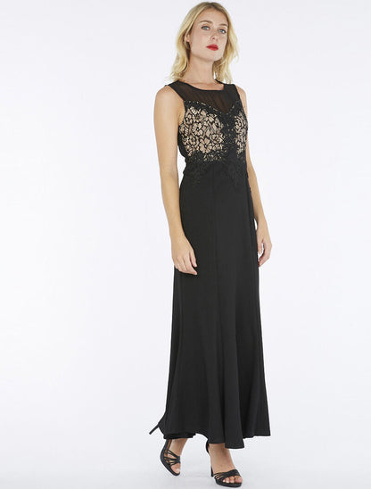 Robe longue buste dentelle - noir - 6