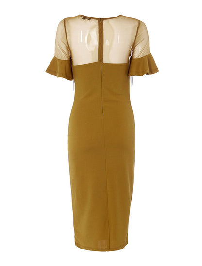 Robe à frange argentée - moutarde - 3