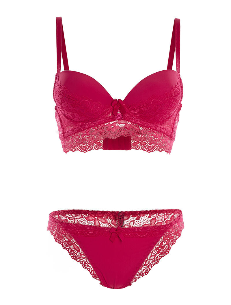 Ensemble SG et culotte  à bord dentelle - fushia - 3