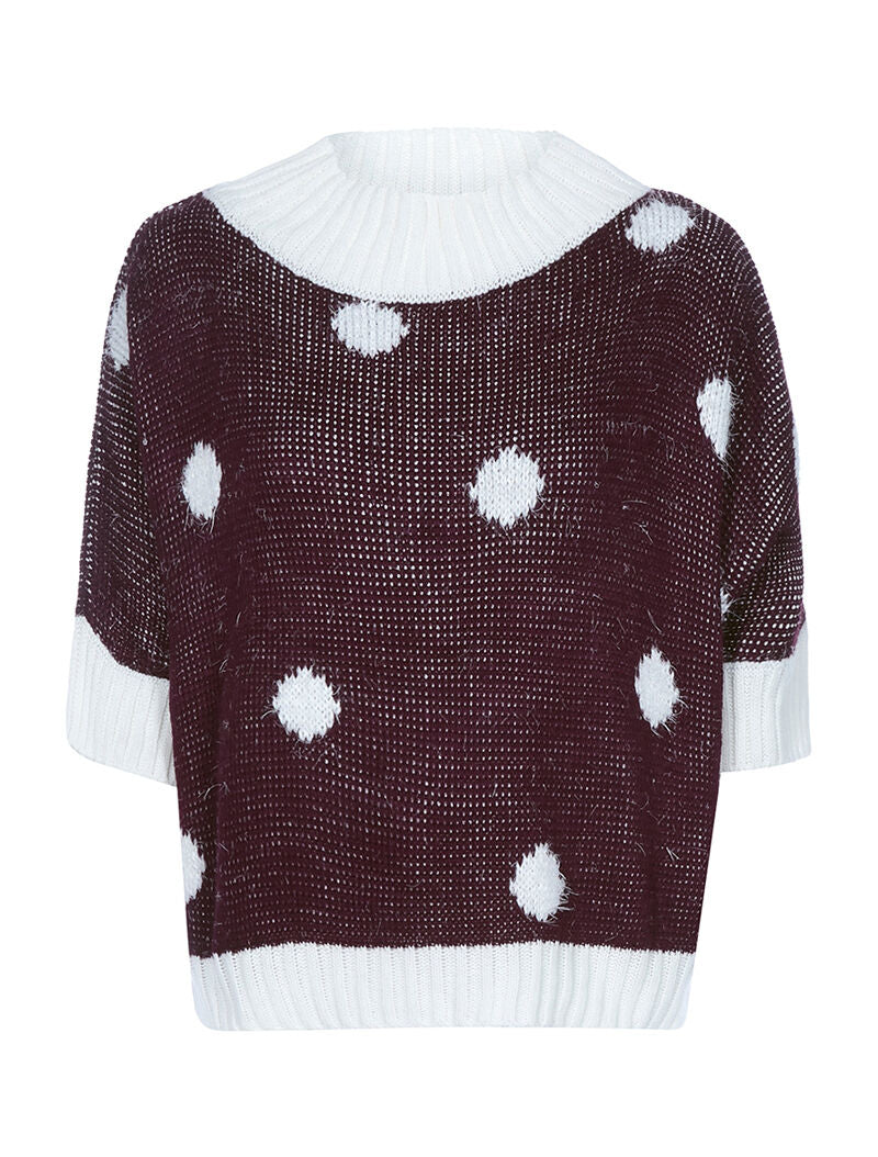 Pull effet angora à motifs - bordeaux - 1
