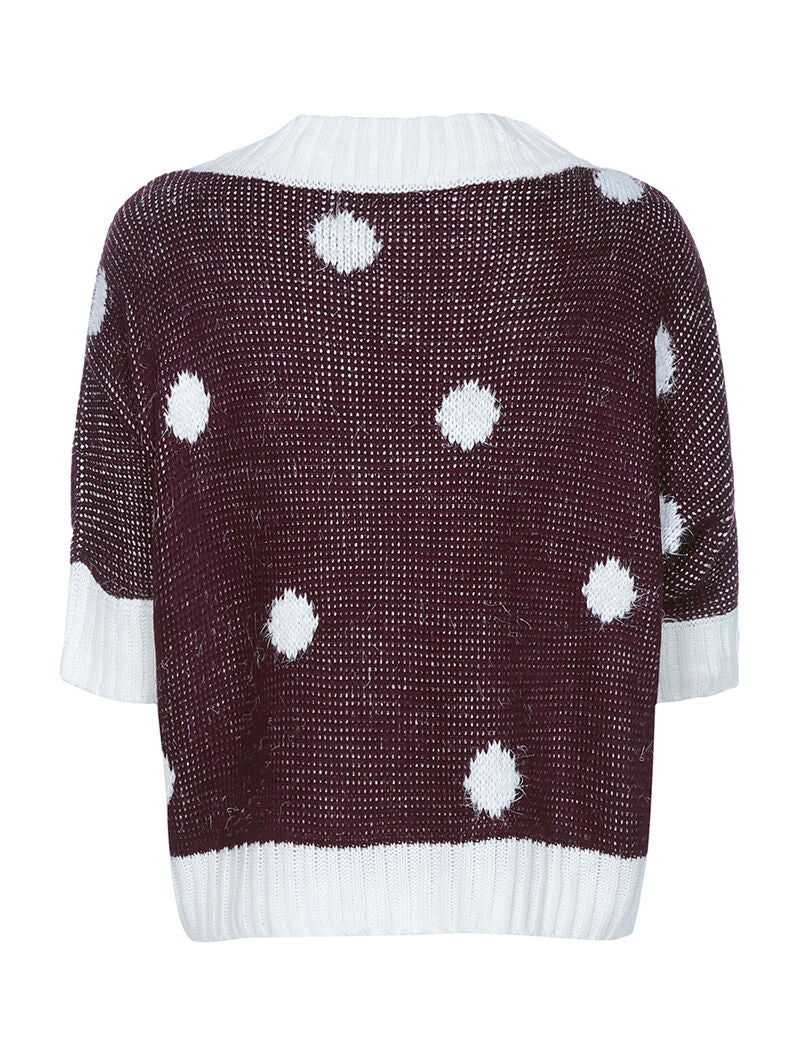 Pull effet angora à motifs - bordeaux - 2