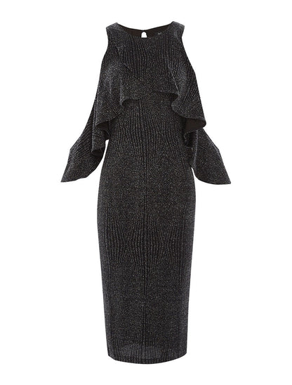 Robe pailletée bras tombant - argent - 1