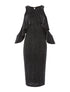 Robe pailletée bras tombant - argent - 1