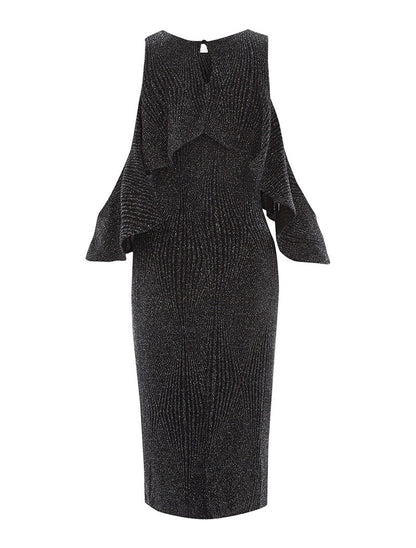 Robe pailletée bras tombant - argent - 2