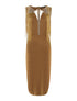 Robe à buste frangé - camel - 1