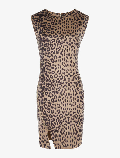 Robe imprimée bas zippé - leopard - 1