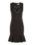 Robe décolleté en dentelle perlé - noir - 1