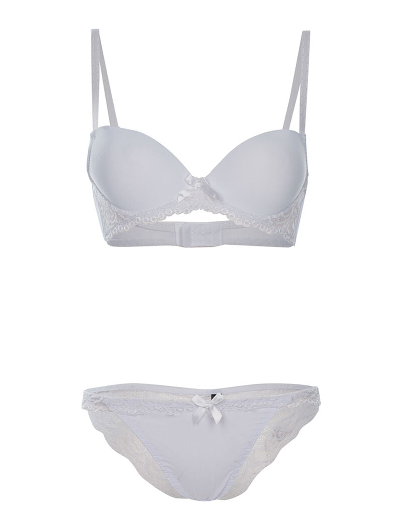 Ensemble SG et culotte à bord dentelle - blanc - 3