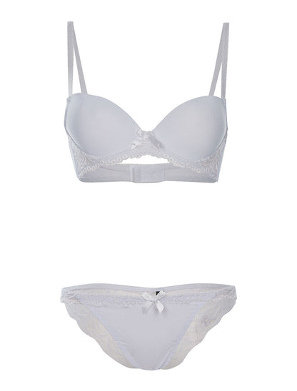Ensemble SG et culotte à bord dentelle - blanc - 3