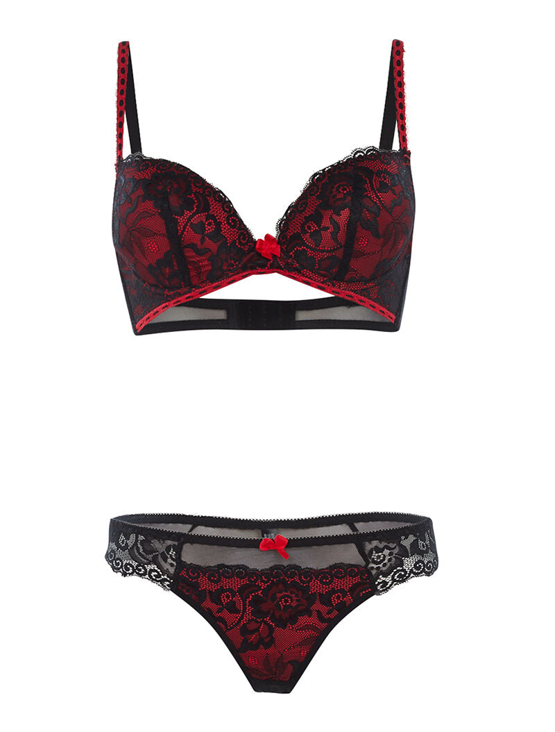 Ensemble SG et string liseré contrasté - noir/rouge - 3