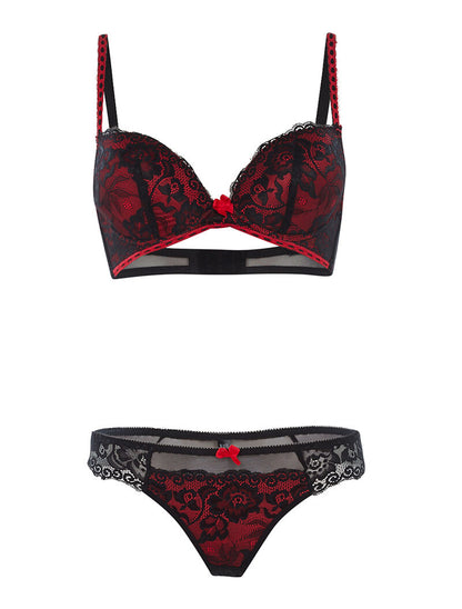 Ensemble SG et string liseré contrasté - noir/rouge - 3