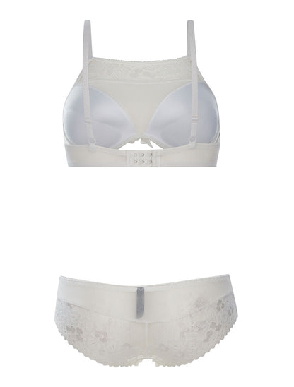 Ensemble SG effet brassière et culotte bord dentellé - blanc - 2