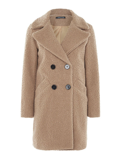 Manteau aspect laine bouclette - camel - 3