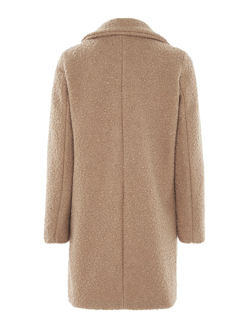 Manteau aspect laine bouclette - camel - 2