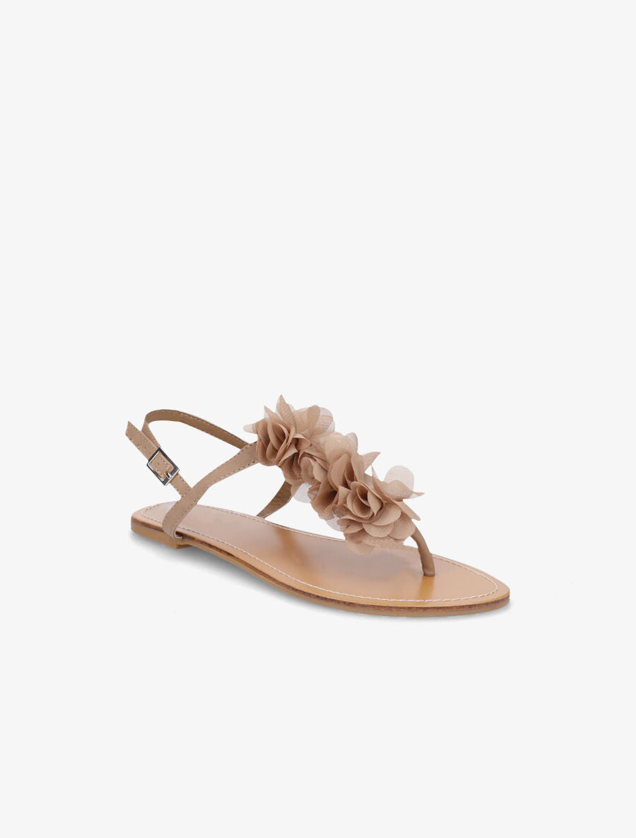 Tongs fleuries beige - Beige - 2