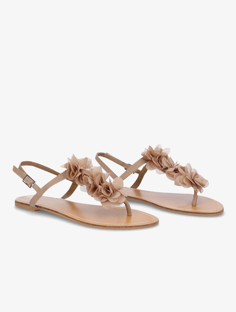 Tongs fleuries beige - Beige - 4