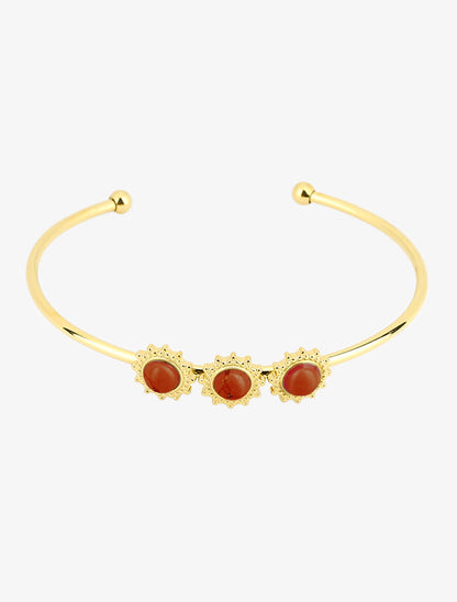 Bracelet jonc style soleils stylisés - Or/rouge - 1