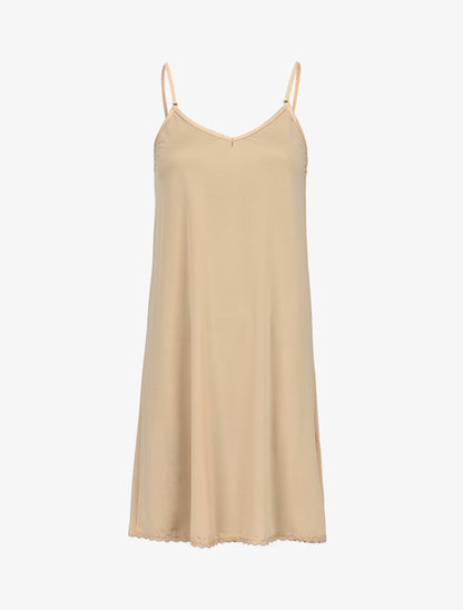 Nuisette basique à bord dentelle - Beige - 1