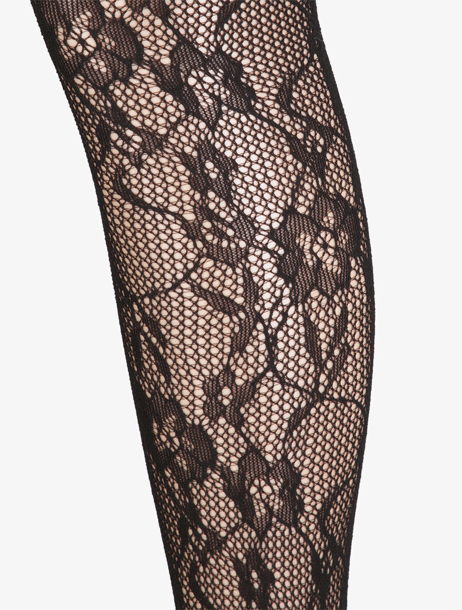 Collants fantaisie à motifs fleuri graphiques - Noir - 2