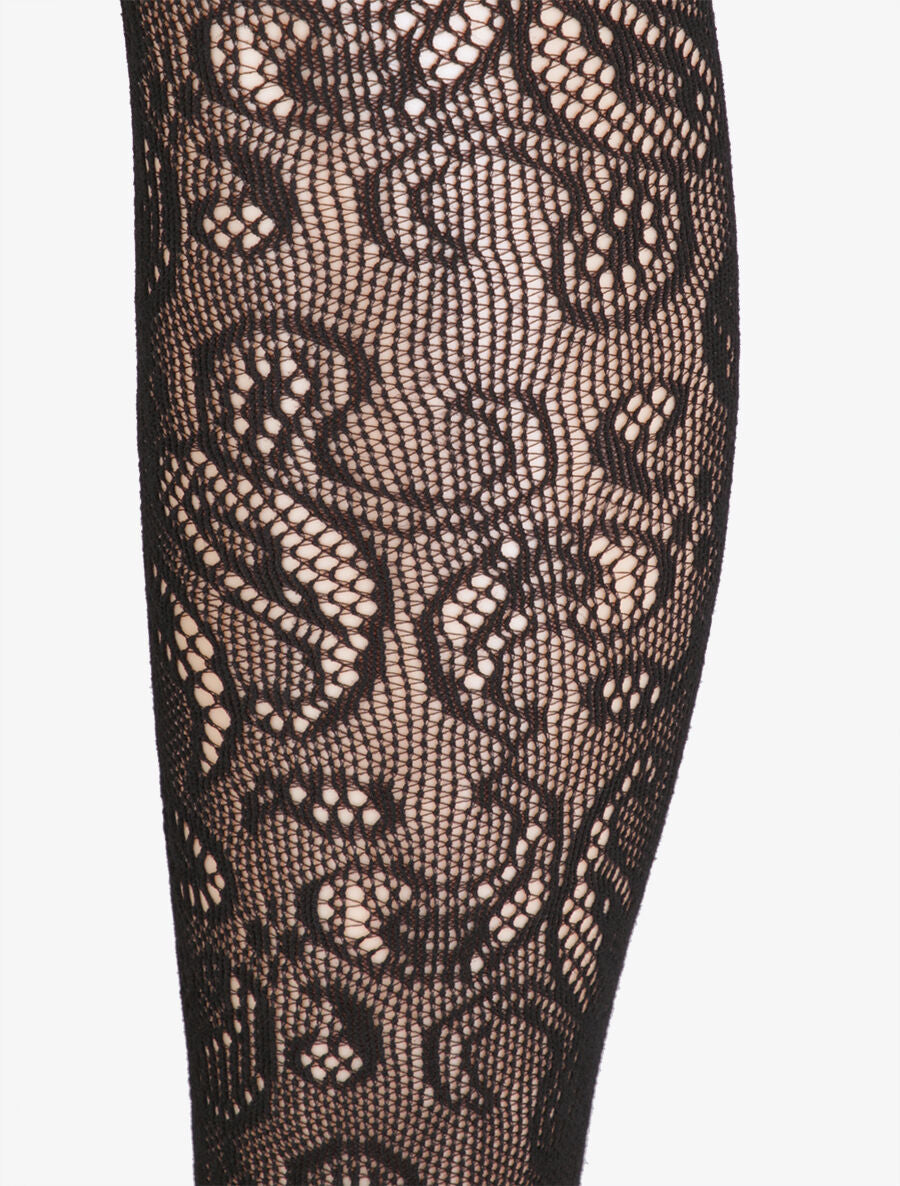 Collants en résille à motif cachemire - Noir - 2