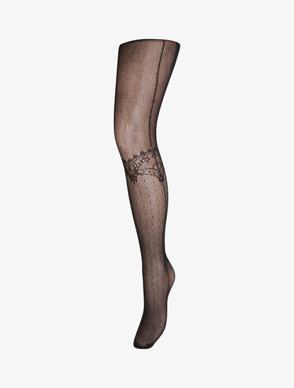 Collants en résille effet jarretière - Noir - 3