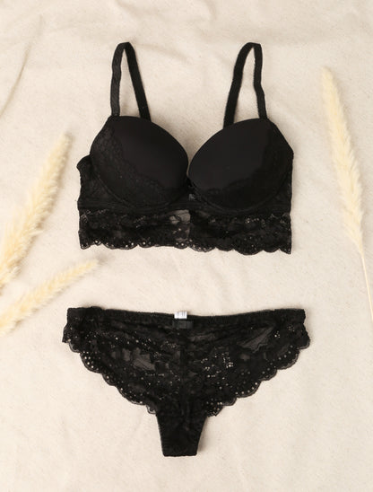 Ensemble emboitant à bord dentelle - Noir - 4