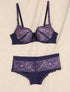 Ensemble en dentelle à liens - Violet/nude - 1